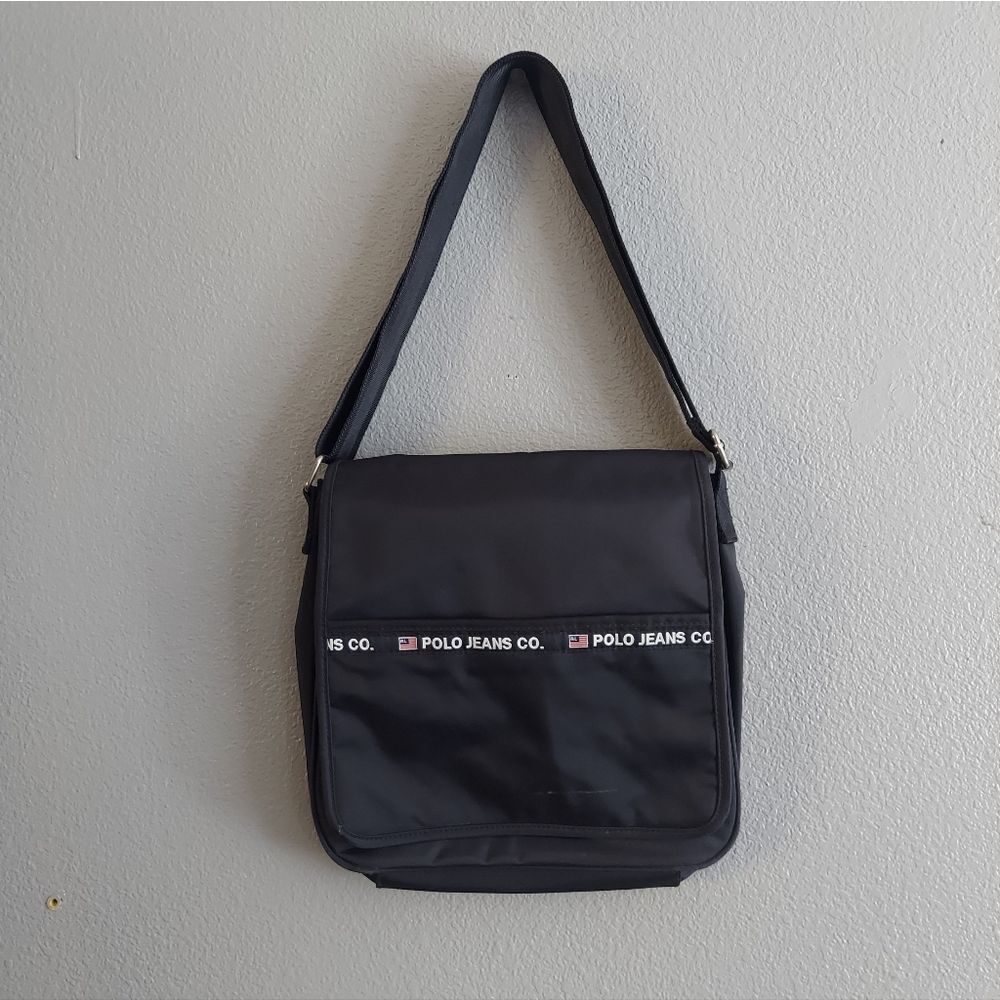 Vintage Ralph Lauren Polo Jeans Co Crossbody Messenger Bag Black Nylon